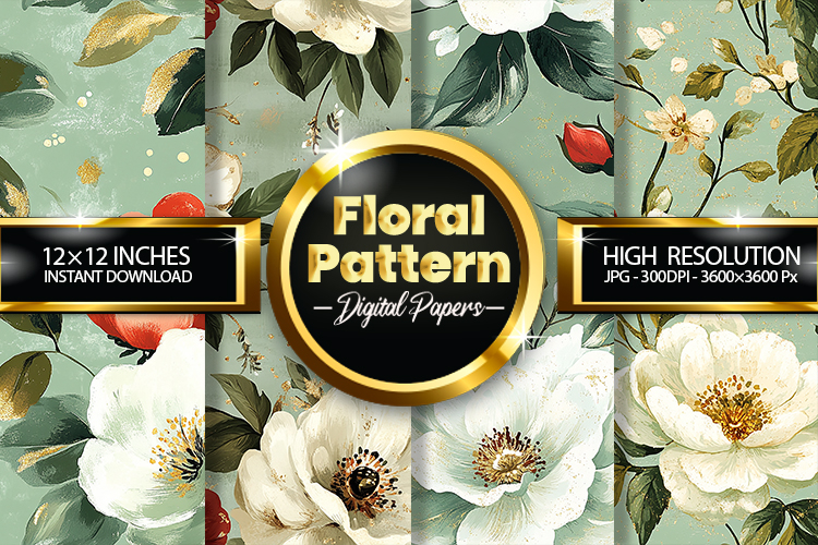 Floral Pattern Digital Papers - 04 Variations