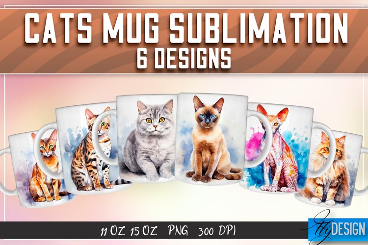 Cats Mug Sublimation | 11Oz 15Oz Mug |Mug Wrap Template v.1