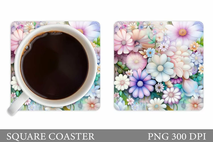 Wildflowers Coaster Design. Flowers Coaster Sublimation