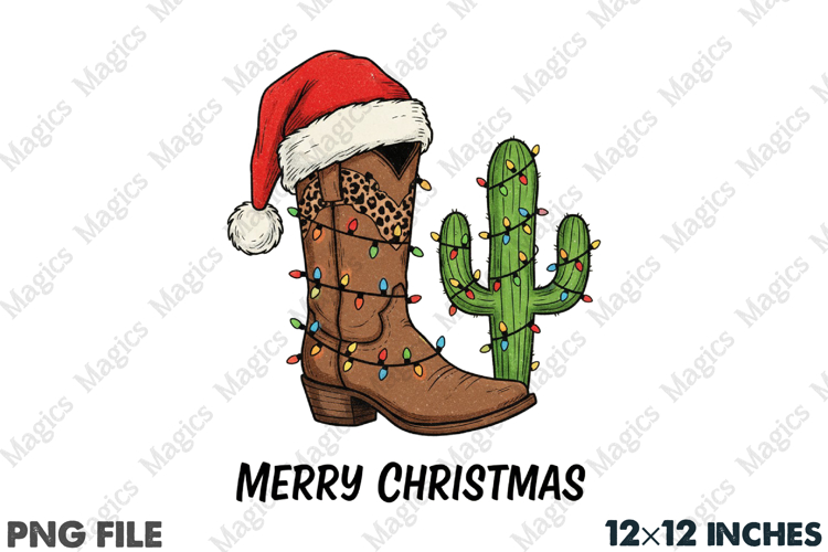 Western Merry Christmas Sublimation PNG