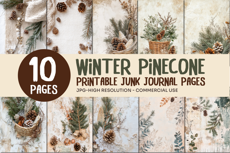 Winter Pinecone Junk Journal Pages
