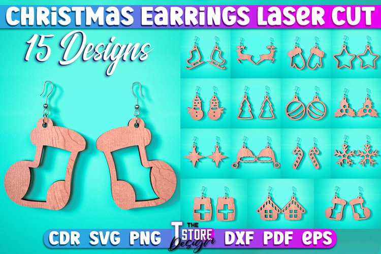 Christmas Earrings Laser Cut SVG | Accessories Laser Cut SVG