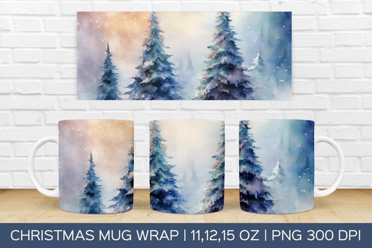 Christmas Tree Mug Wrap | Christmas Sublimation Design