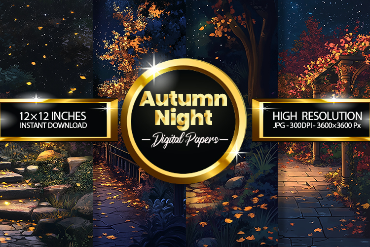 Autumn Night Digital Papers - 04 Variations
