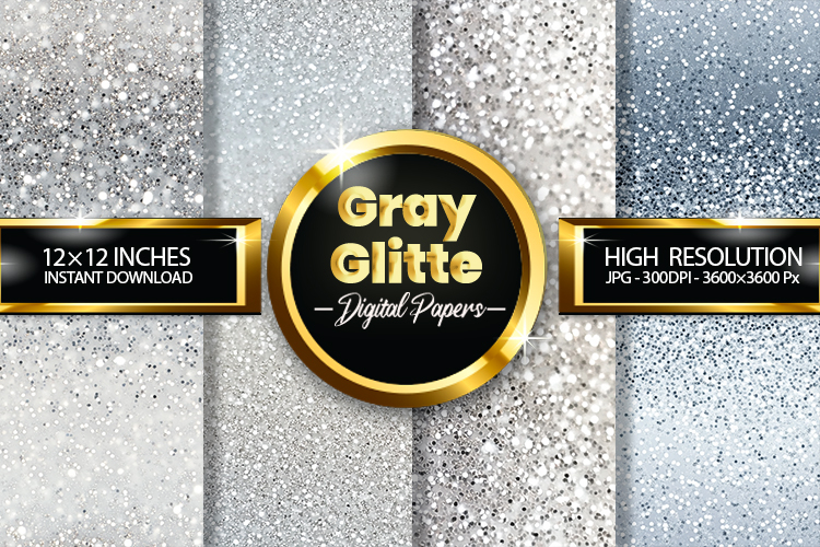 Gray Glitter Digital Papers - 04 Variations