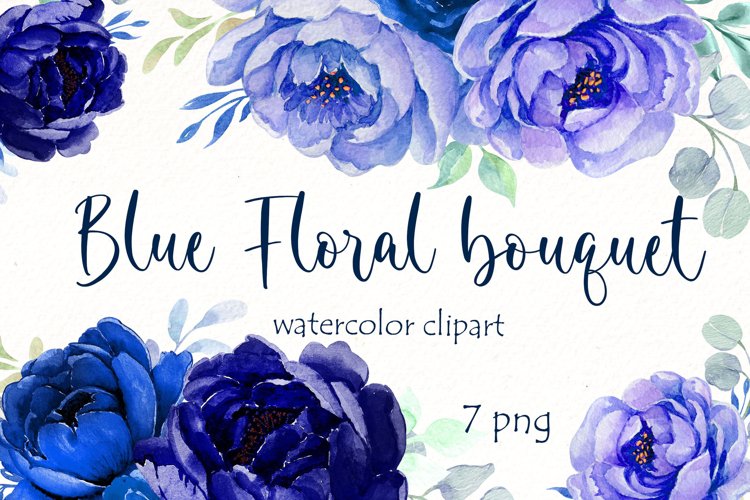 Navy Blue Flower Watercolor Clip art Livewire thewire in