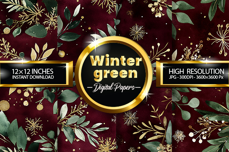 Winter Green Digital Papers - 04 Variations