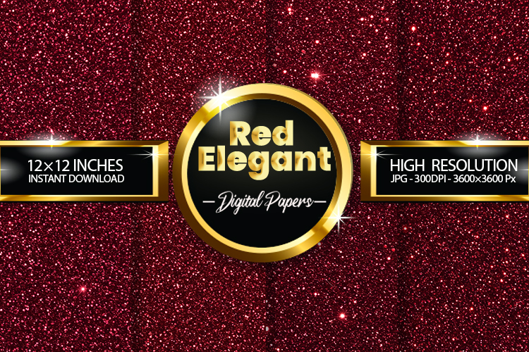Elegant Red Glitter Digital Papers - 04 Variations