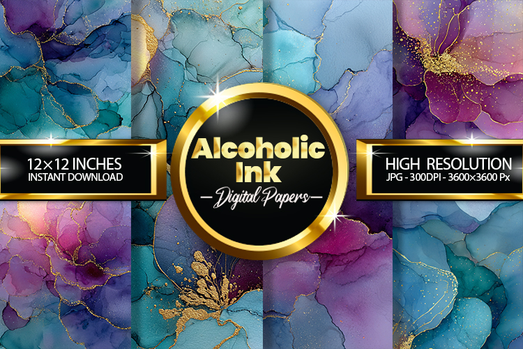Alcoholic Ink Digital Papers - 04 Variations