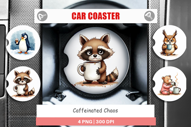 Caffeinated Grumpy Animal Car Coaster