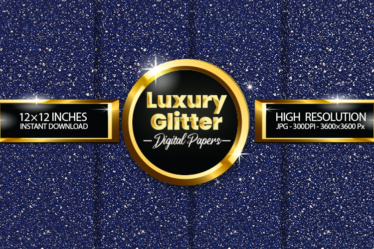 Luxurious Blue Glitter Digital Papers - 04 Variations
