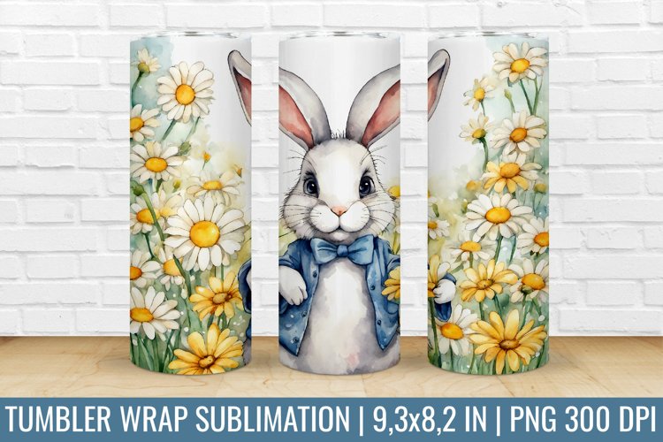 Easter Bunny Tumbler Wrap|Easter Tumbler Sublimation Design example image 1