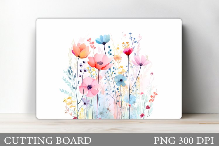 Wildflowers Cutting Board. Floral Cutting Board Sublimation example image 1
