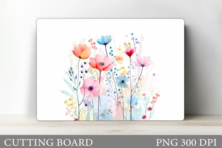 Wildflowers Cutting Board. Floral Cutting Board Sublimation