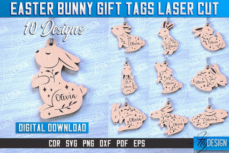 Easter Bunny Gift Tags Laser Cut Design|Easter Bunny Tags