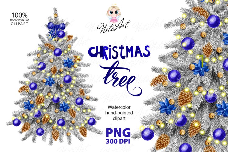 Watercolor Christmas Tree, Christmas tree, Happy Christmas example image 1