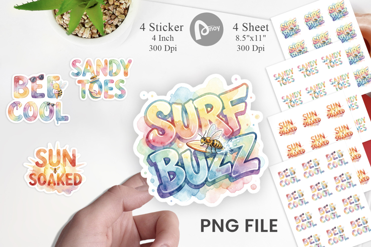 Tropical Summer Bee Vacation Sticker