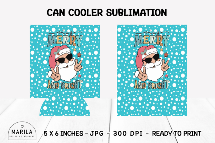 Merry and bright Can Cooler Wrap Sublimation | christmas #1