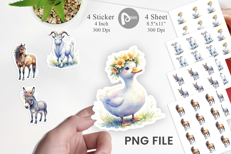 Flower Crown Animal Sticker