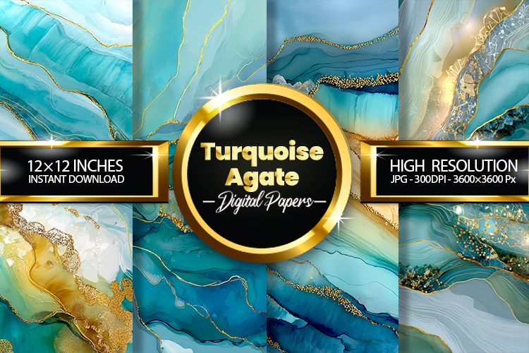 Turquoise Agate Digital Papers - 04 Variations