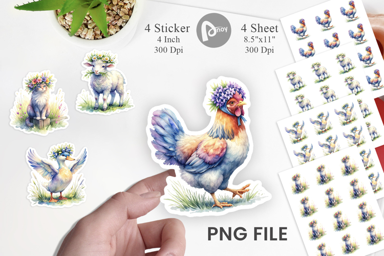 Spring Farmyard Flower Sticker