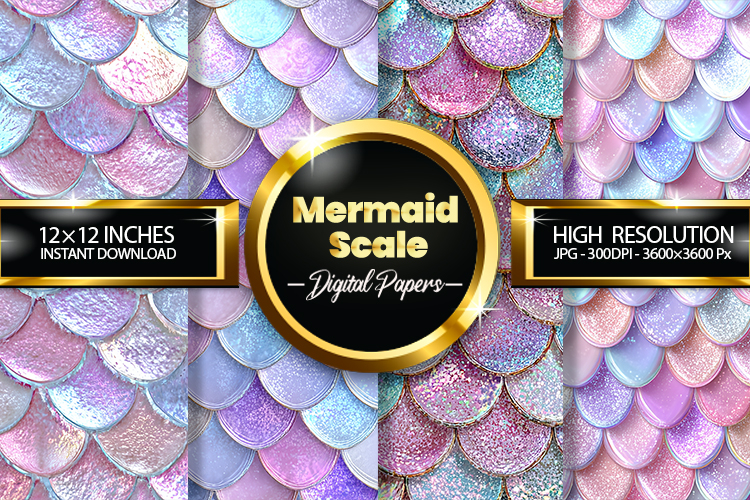 Mermaid Scale Digital Papers - 04 Variations