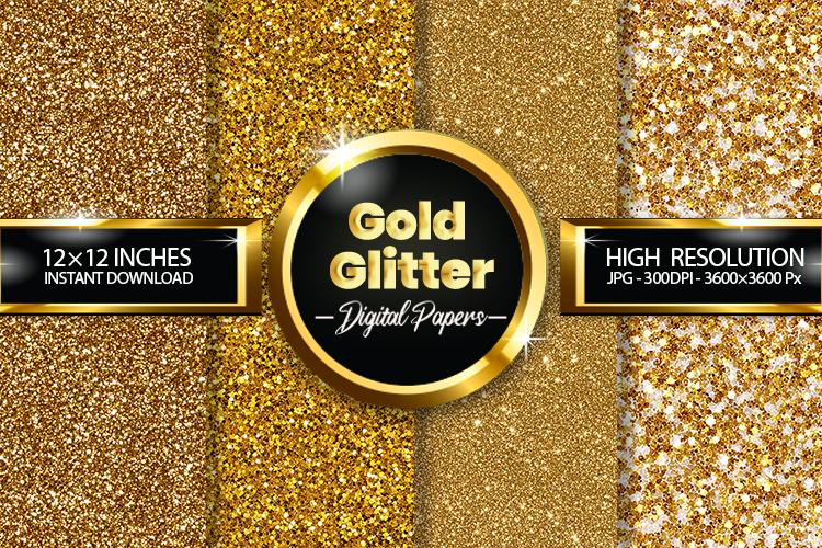 Gold Glitter Digital Papers - 04 Variations