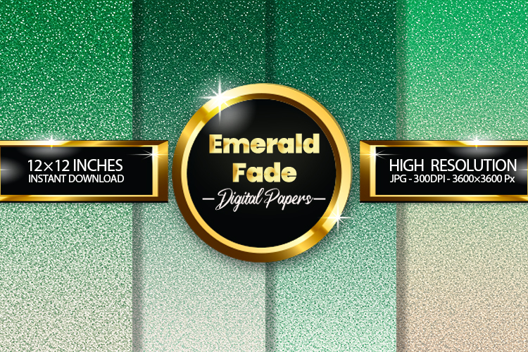 Emerald Fade Glitter Digital Papers - 04 Variations