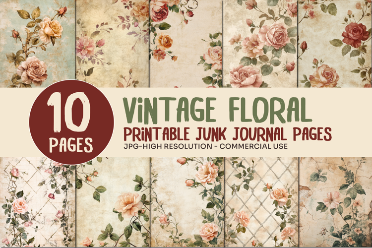 Vintage Floral Junk Journal Pages