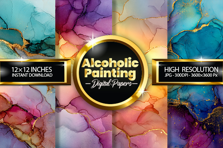 Alcoholic Painting Digital Papers - 04 Variations