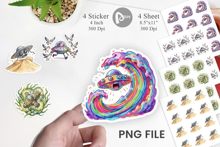 Panicked UFO Surf Sticker