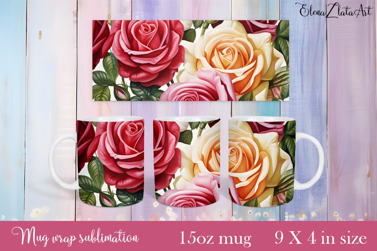 Flowers Mug Sublimation, Floral Design Mug example image 1