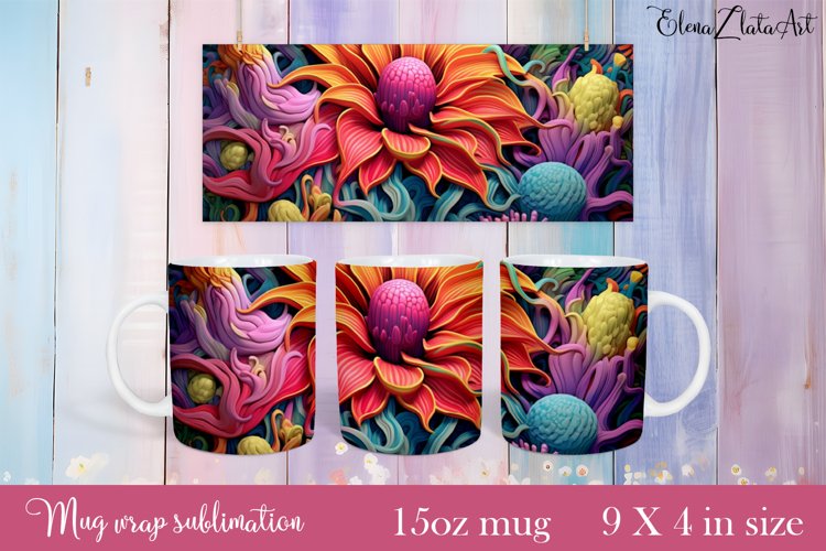 Flowers Mug Sublimation, Floral Design Mug example image 1