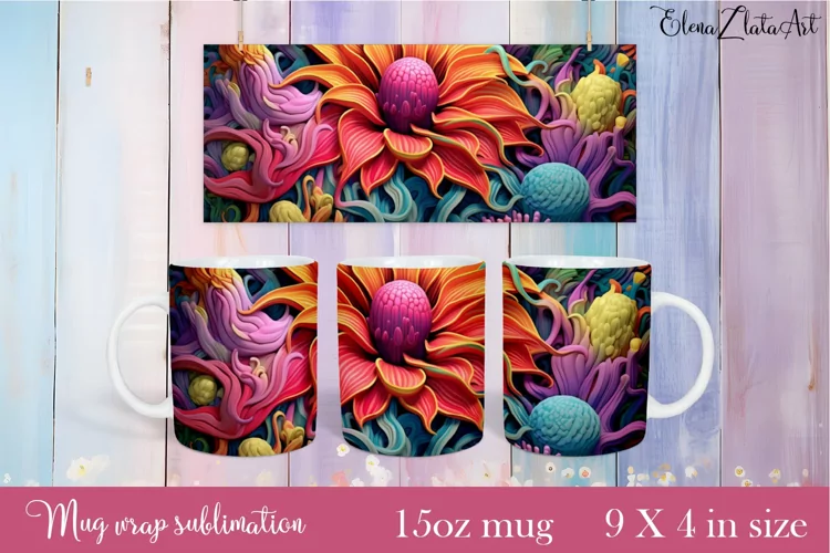 Flowers Mug Sublimation, Floral Design Mug