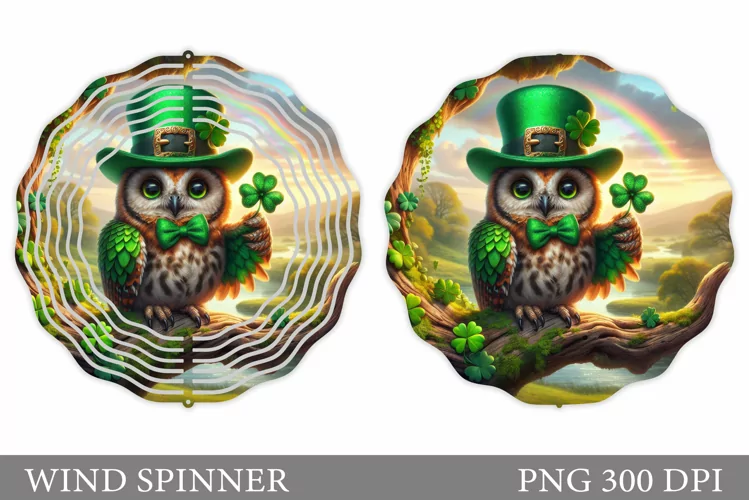 St Patrick Owl Wind Spinner. St Patrick Wind Spinner Design