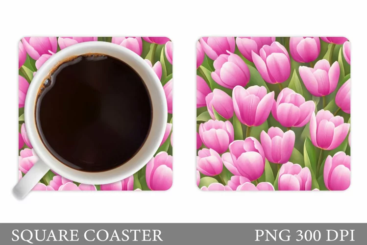 Tulips Coaster Design. Flowers Coaster Sublimation