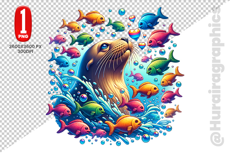 Cute Sealion Clipart - PNG File example image 1