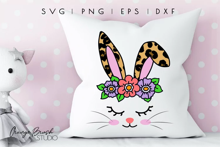 Easter Bunny Face SVG Leopard Print Bunny SVG Cut File