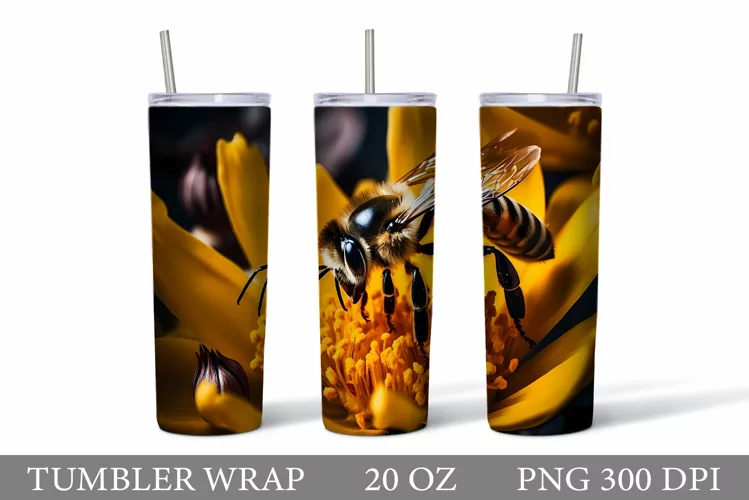 3D Bee Tumbler Wrap Sublimation. 3D Bee Tumbler Wrap Design