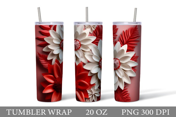 3D Flowers Tumbler Sublimation. 3D Flowers Tumbler Design