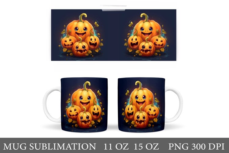 Cute Pumpkin Mug Wrap. Halloween Mug Wrap Sublimation example image 1