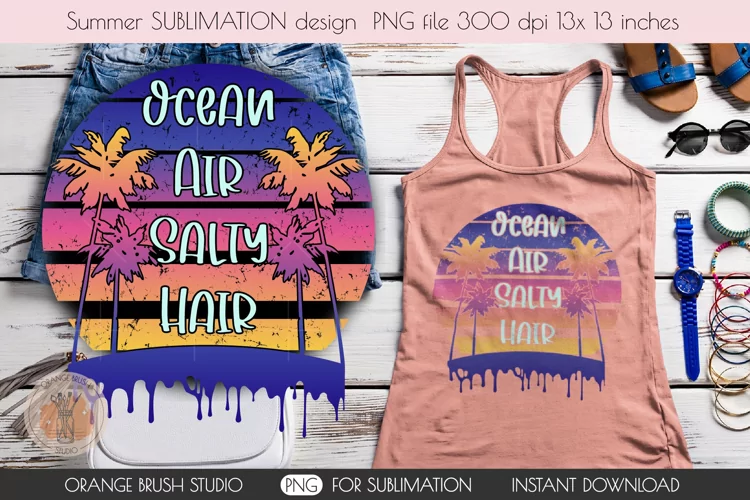 Ocean Beach Life Sublimation PNG Summer Quote Retro Sunset