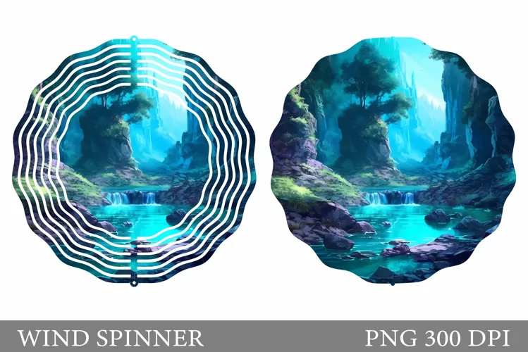 River Wind Spinner Sublimation. Nature Wind Spinner Design