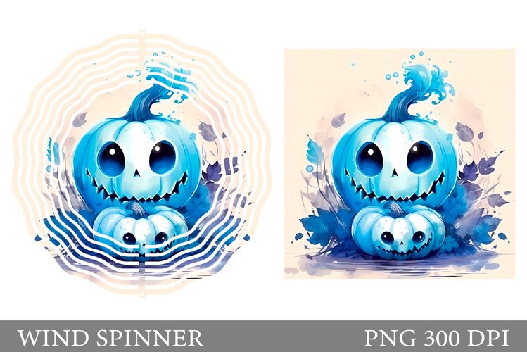 Halloween Wind Spinner. Blue Pumpkin Wind Spinner design