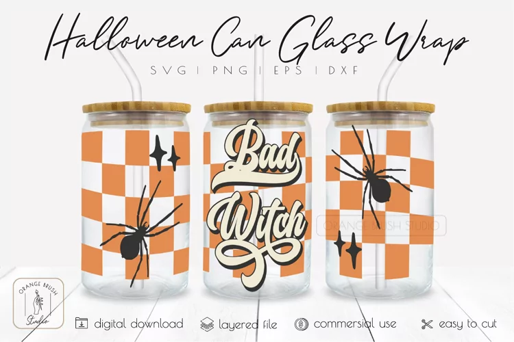 Halloween Libbey Can Glass SVG Witch Beer Can Glass SVG