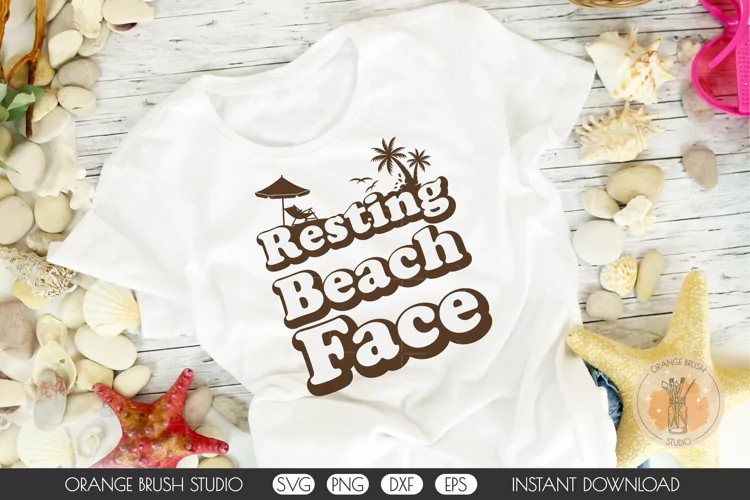 Resting Beach Face SVG Summer Quote Funny Shirt Mug Design