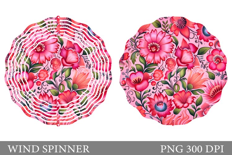 Pink Flower Wind Spinner Sublimation. Flowers Spinner Design