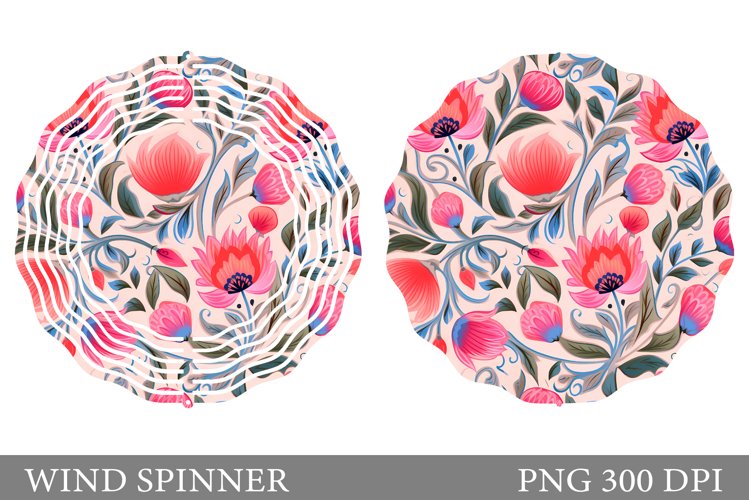 Flowers Spinner Sublimation. Pink Flower Wind Spinner Design