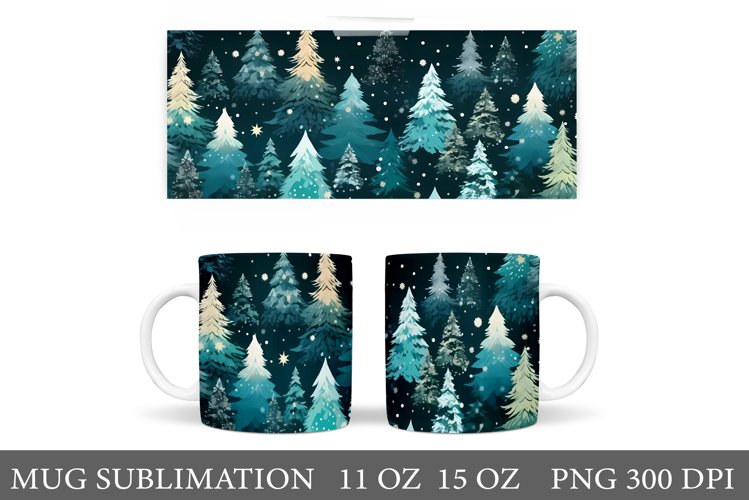 Christmas Trees Mug Wrap. Christmas Trees Mug Sublimation example image 1