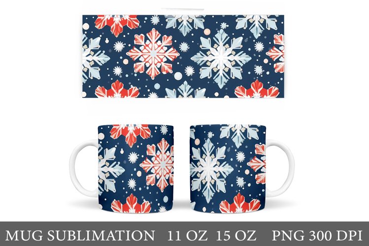 Snowflakes Mug Wrap Design. Snowflakes Mug Wrap Sublimation